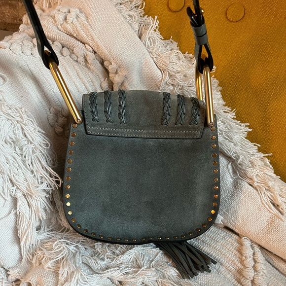 Chloe Hudson Bag Mini Blue Suede Tassel Boho Bohemian Designer Bag - Picture 8 of 15